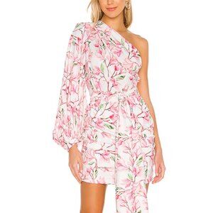 Bronx and Banco Layla Floral Print One Shoulder Ruched Mini Dress Size S